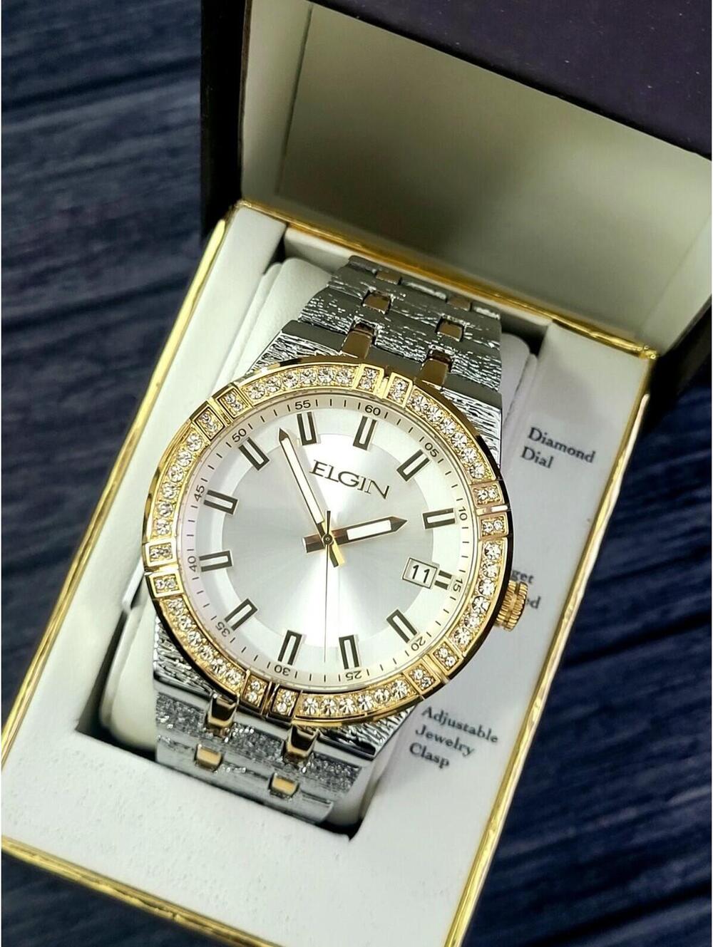 Rare Elgin‎ Nugget Diamond Bezel Mens Watch Authorized Dealer